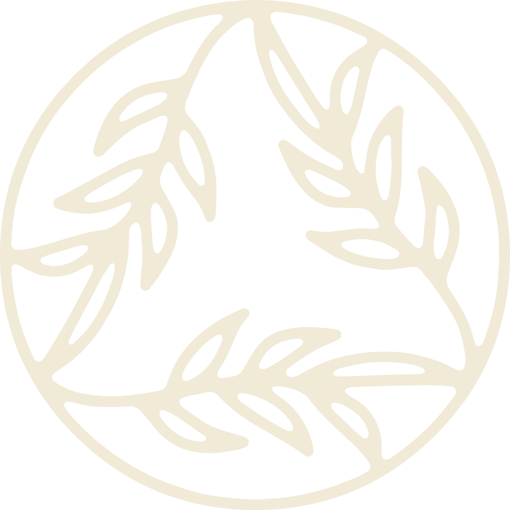 Eudēmonia Summit logo, Greek laurels in a triangle within a circle